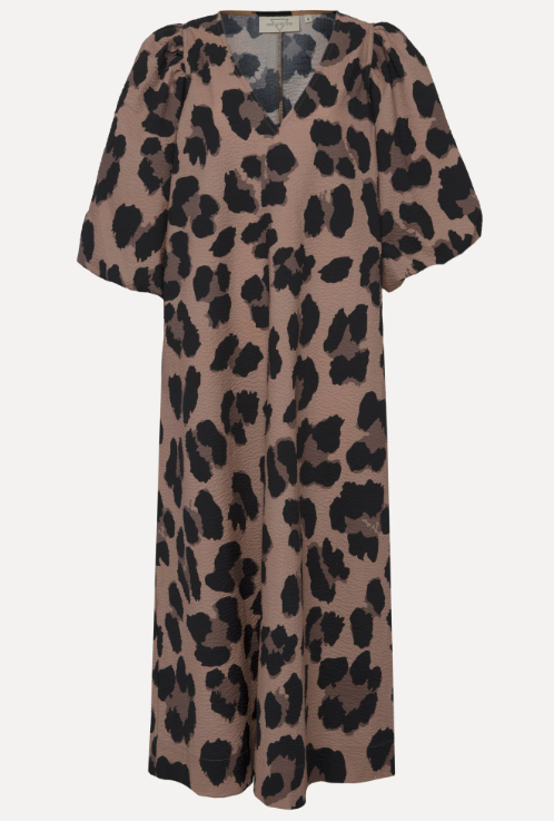 Paulie seersucker long dress leopard